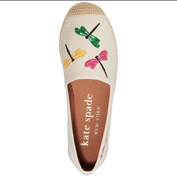 kate spade Shoes - Kate Spade Cream Espadrilles with Dragonfly Embroidery